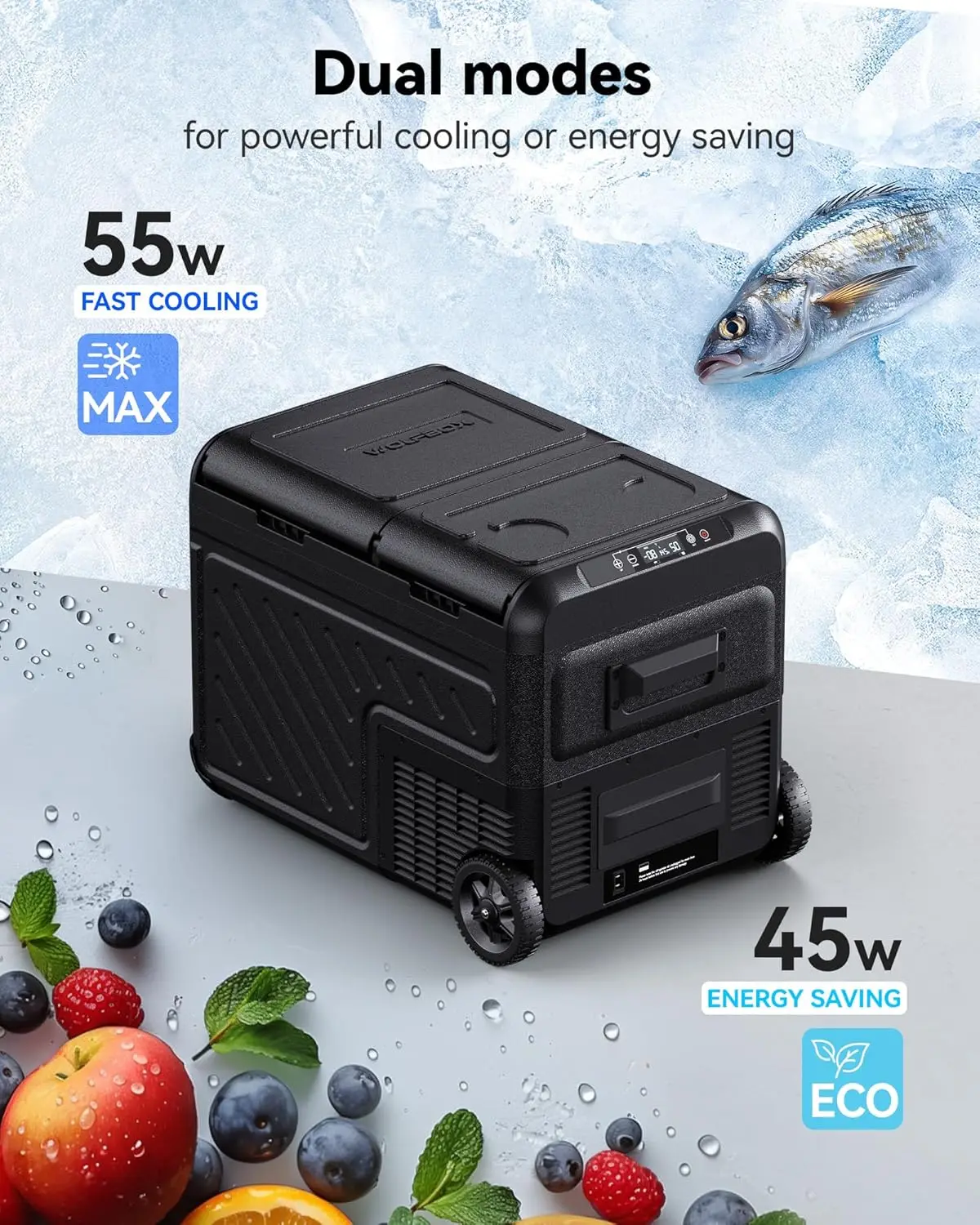 Portable Freezer(-8℉~68℉) with 12/24V DC 100/240V AC, APP Control E