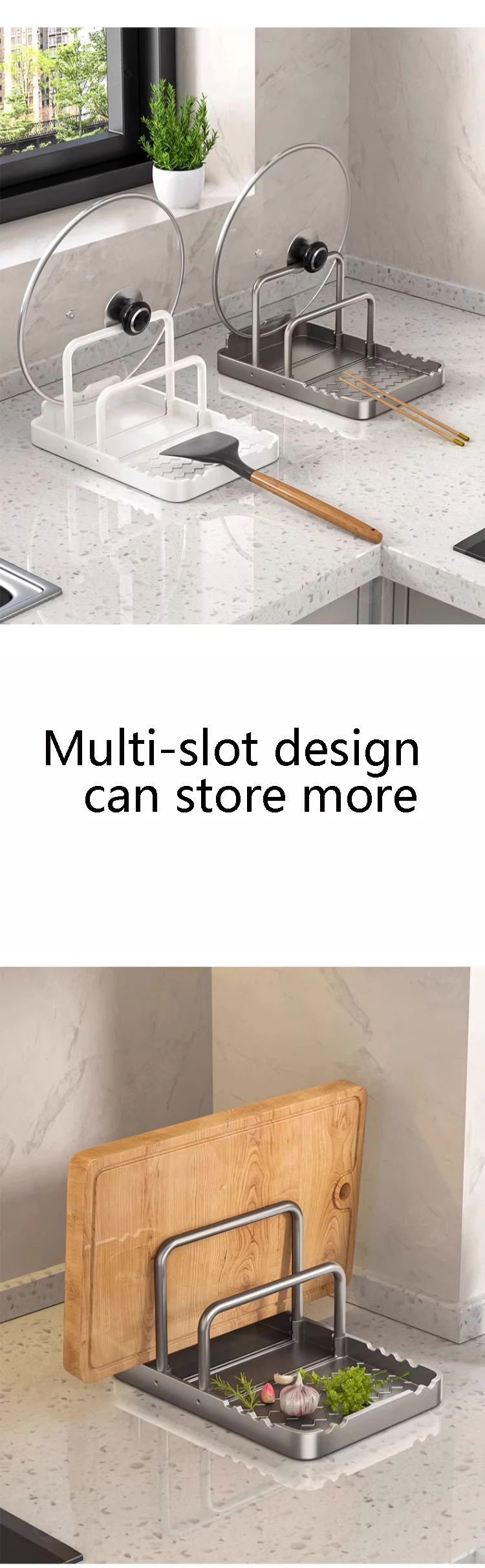 Kitchen Storage Rack for Pots, Cutting Boards, Spoons and Tableware description 4