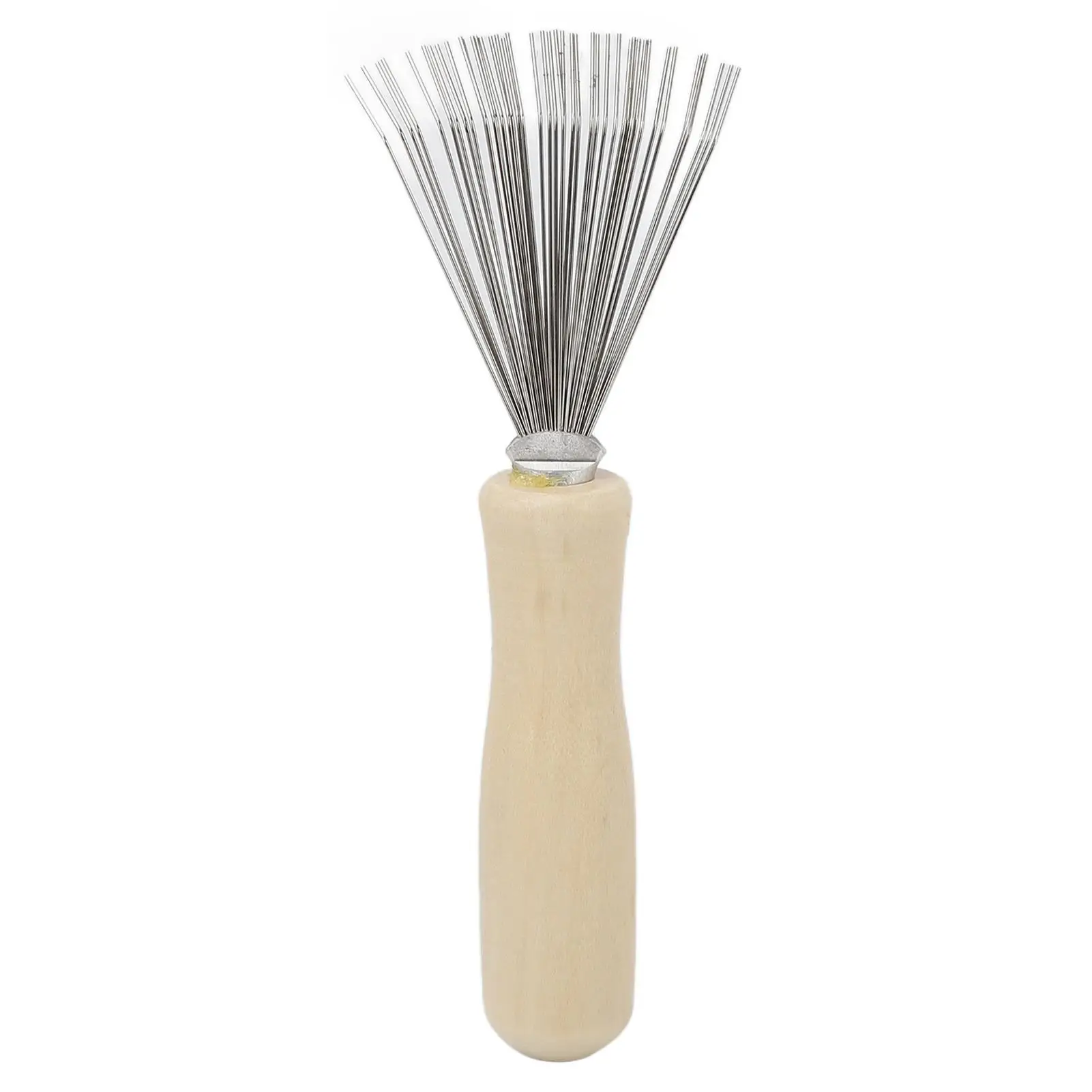 Durable Hair Brush Cleaner Tool – Quick Clean, Dense Fan Shape, Wooden Handle Perfect for salon Use