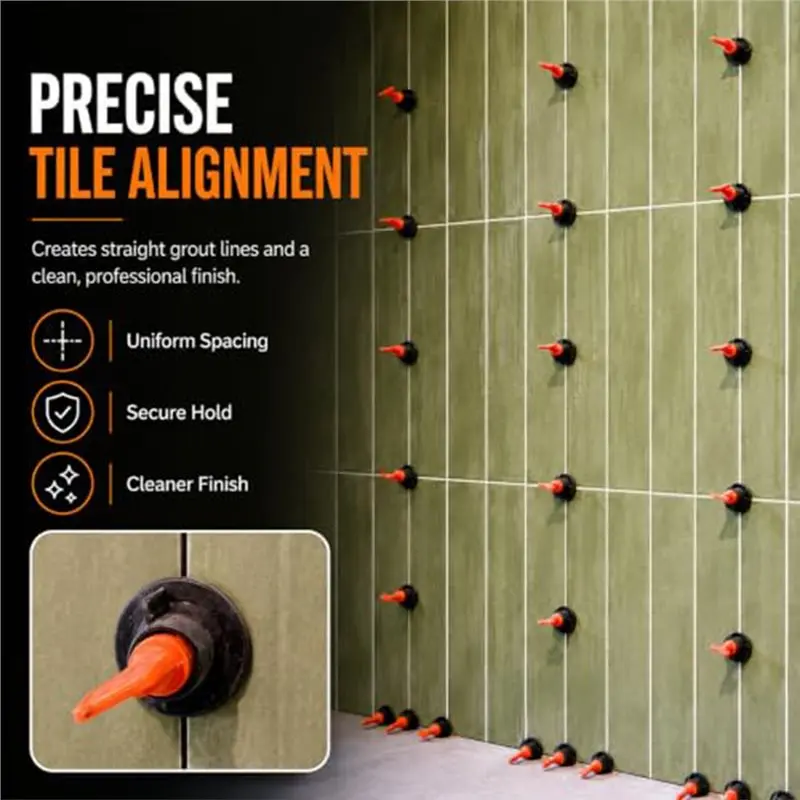 ABUG-Reusable Spacers Included 1/16 Tile Leveling System With 300 Clamps& Wedges For Tiling Floors/Walls- 3-Step Guide Clip