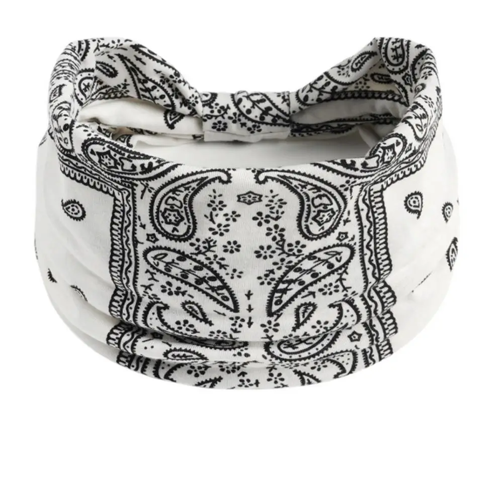 

Wash Face Cashew Print Boho Knot Turbans Headwrap Elastic Wide Edge Yoga Headband Unisex Charming Sports Sweatband Running
