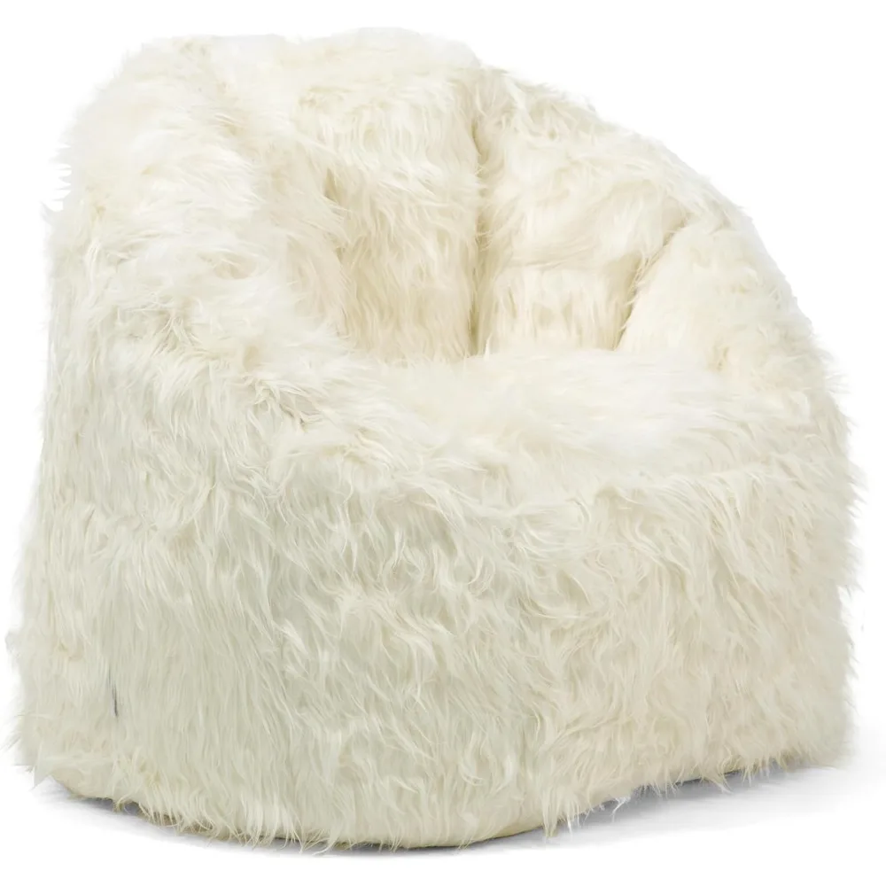 

Big Joe Milano Bean Bag Chair, Ivory Shag Fur, Soft Faux Fur, 2.5 Feet Giant Bean Bag Bedroom Chair