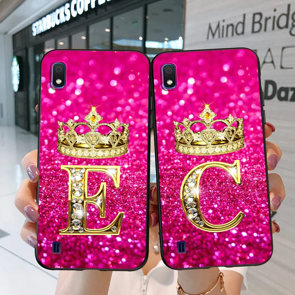 For Samsung A10 Case Phone Cover On Samsung Galaxy A10 GalaxyA10 A 10 SM-A105F A105 A105F black tpu case letter Diamond Crown