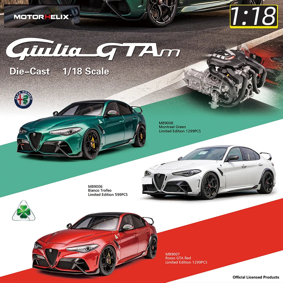 MOTORHELIX 1/18 scale New Alfa Romeo Giulia GTAm Car model Metal die cast model Holiday gift collection