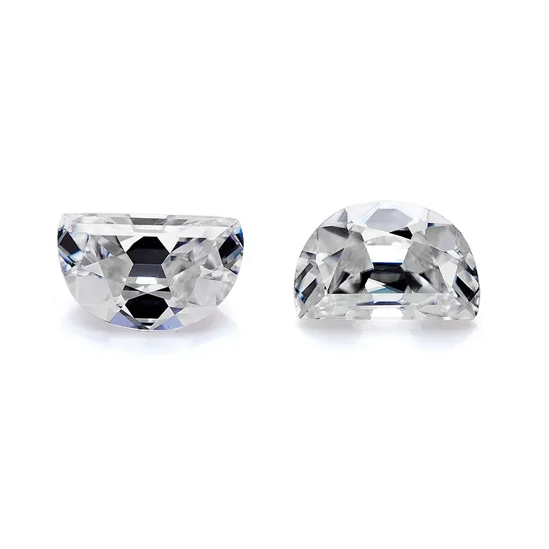 HMJ Half Moon Cut Loose Moissanite Diamond Stone  D Color VVS1 Clarity Gemstones for Rings Jewelry Making with GRA Certificate