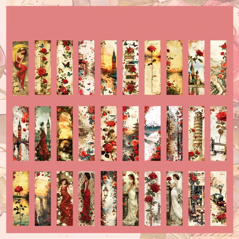 30 Sheets/pack Romantic Garden Creative Ins Style Girls and Florals Bookmarks Scrapbooking Supply Journal Diary Decoration