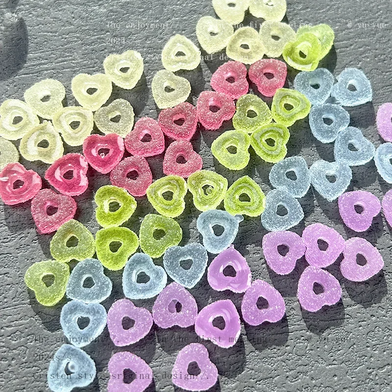 Sugar‑Textured Hollow Heart Resin Cabochons,Mini Charms for Nail Art,Cream Glue,Earring,Bobo Ball&Slime DIY Craft Supplies