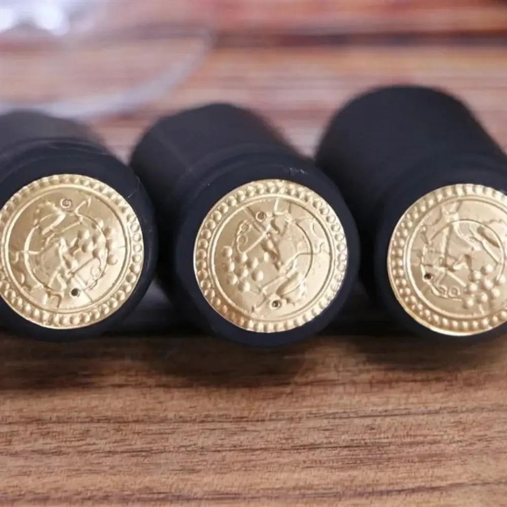 100Pcs PVC Wine Heat Shrinkable Cap Straight Mouth Red Wine Shrink Film Wrap Black Gold Wine Bottle Cap