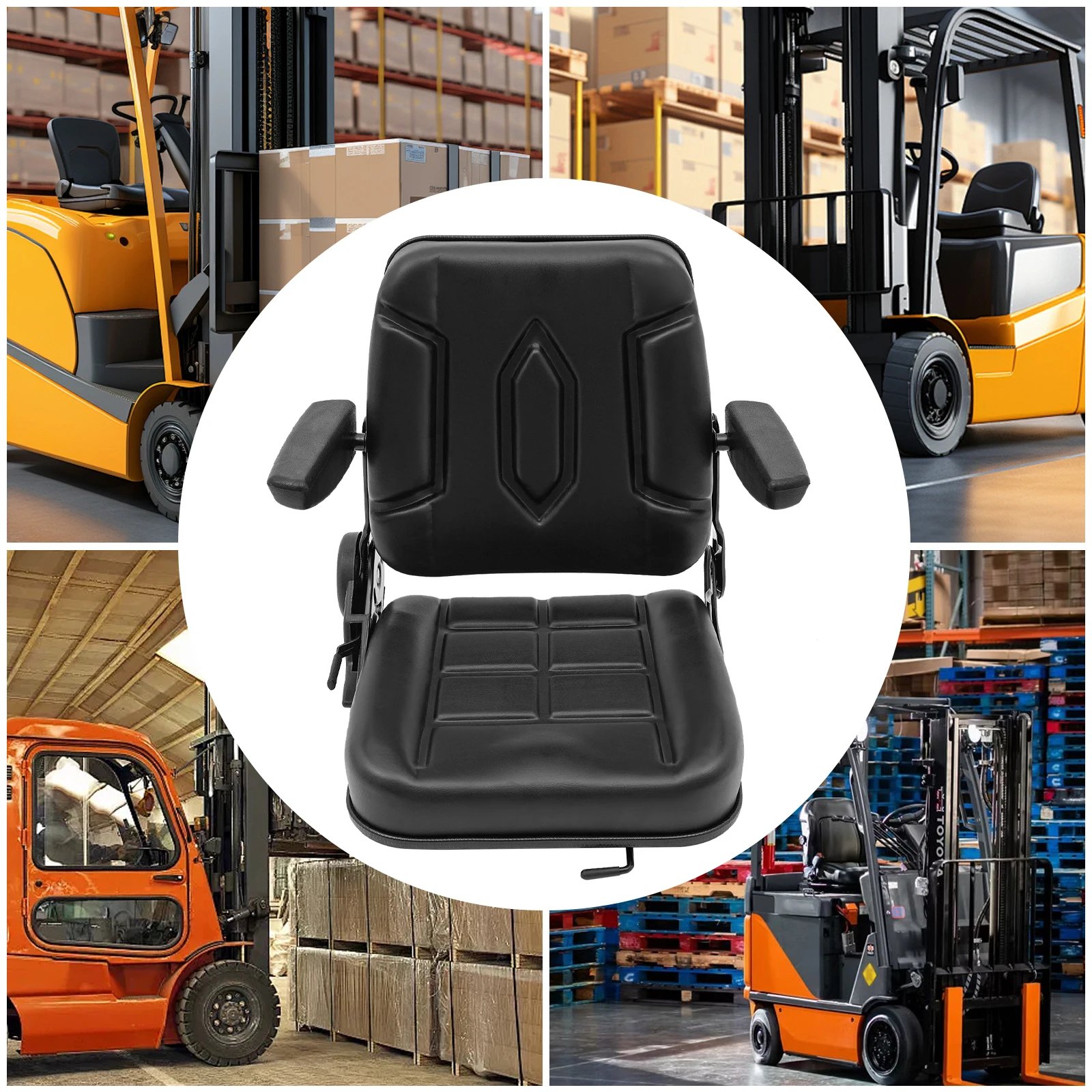 Universal Black Seat For Forklifts Excavators Bulldozers Driving Lawnmowers Tractors Trenchers