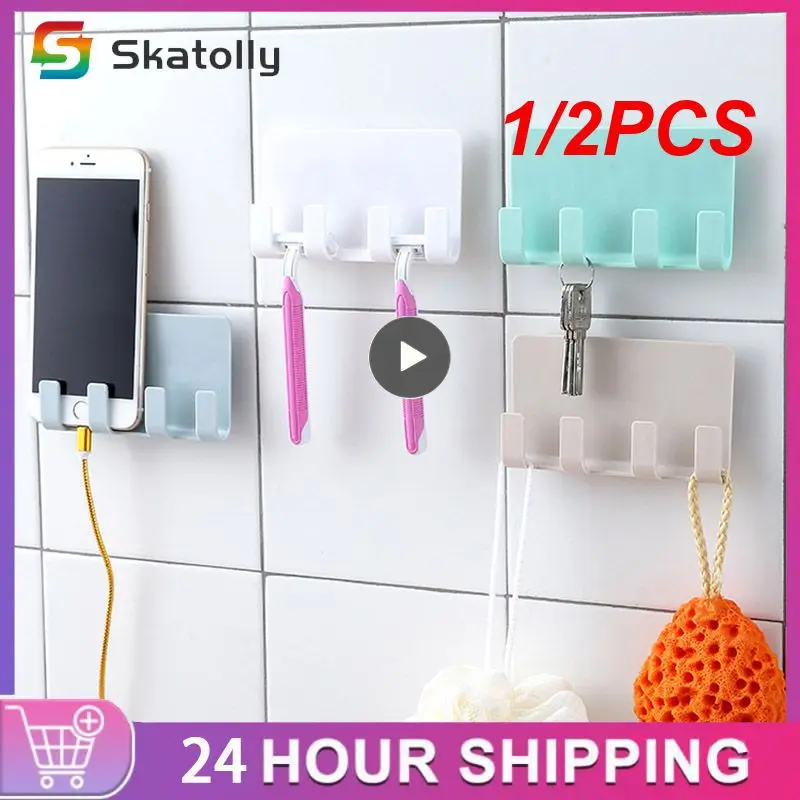 1/2PCS Mobile Phone Wall Charger Adapter Charging Holder Hanging Stand Bracket Support Charge Hanger Rack Shelf Cell Phone Hook