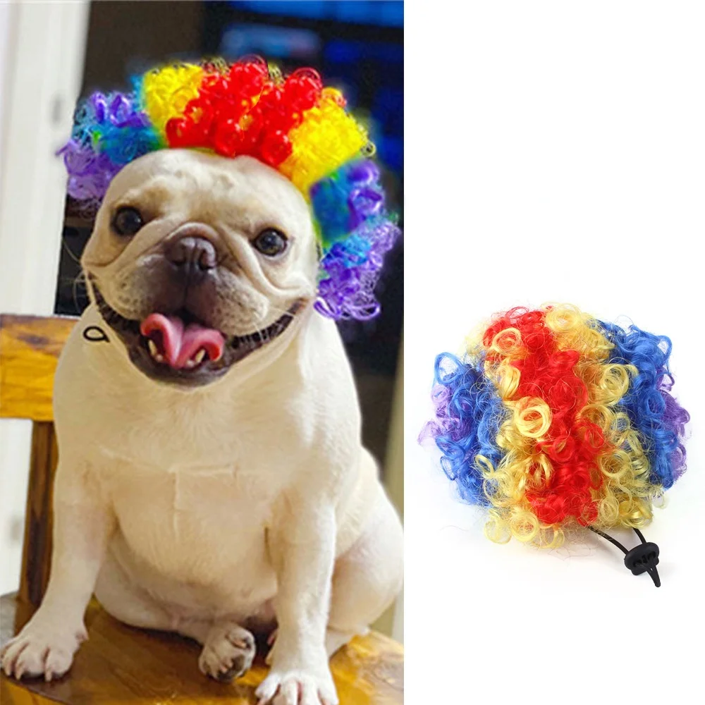 NONOR Pet Wigs Small Dog Cats Costume Cosplay Props Funny Cross-Dressing Hair Hat Head Accessories Halloowen Christmas Supplies