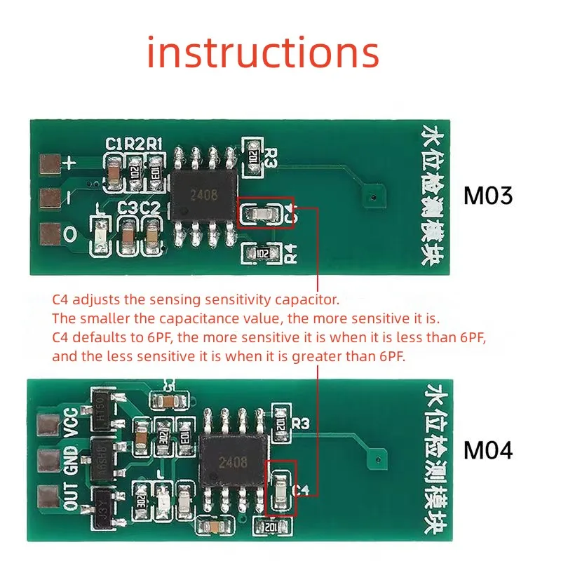 Sensore del modulo di rilevamento del livello dell'acqua con sensore del sensore del liquido con interruttore tattile del livello del liquido senza contatto DC 3.3-26V