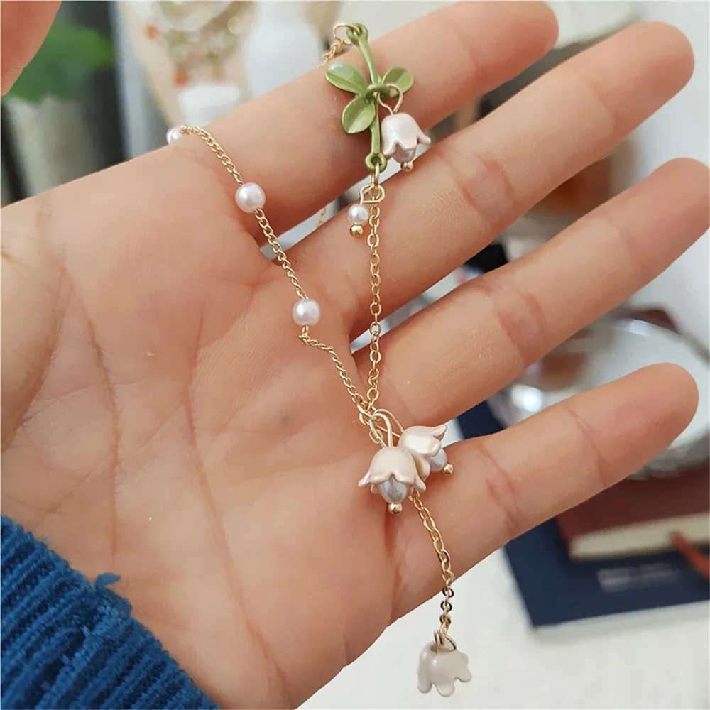 Mori Literature Lily of the Valley Pearl Necklace Necklace Pendant Clavicle Simple Temperament Small Fresh Necklace