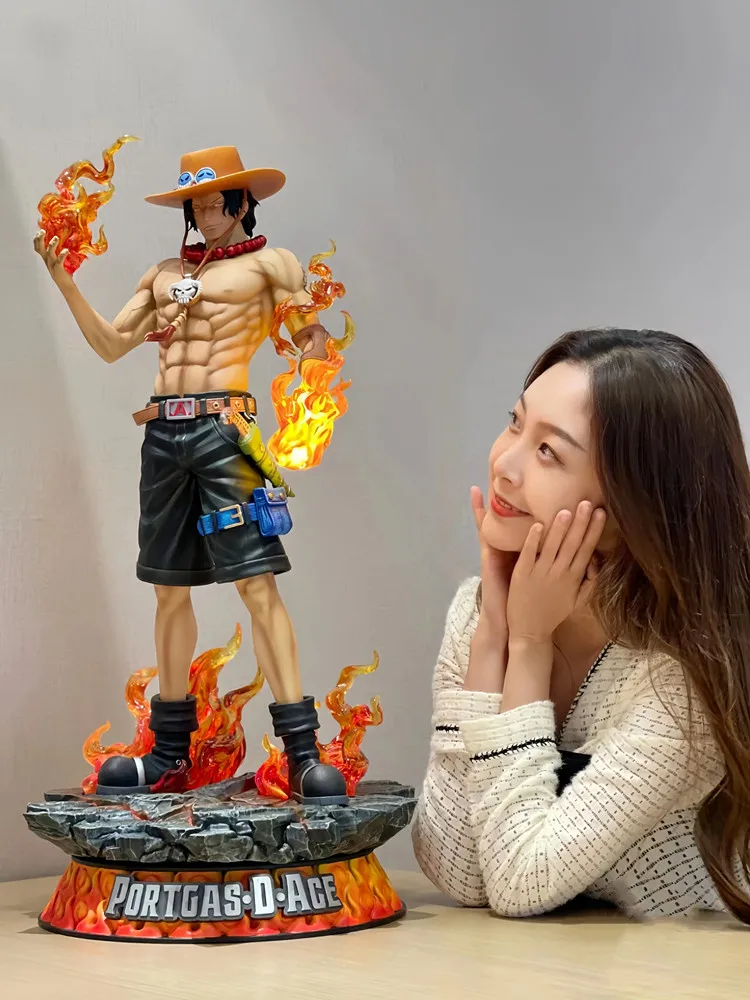 70cm One Piece 1/3 Noszący Nóż Zoron Bardzo Duży Rozmiar Ognisty Pięścią Ace Figurka Anime Ornament Model Gk Statua Prezent Urodzinowy dla Chłopców