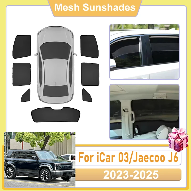

For iCar 03 Accessories Jaecoo J6 iCaur 03 Aiqar eQ3 2023 2024 2025 Car Window Screen Sun Shades Covers Mesh light Shield Heat