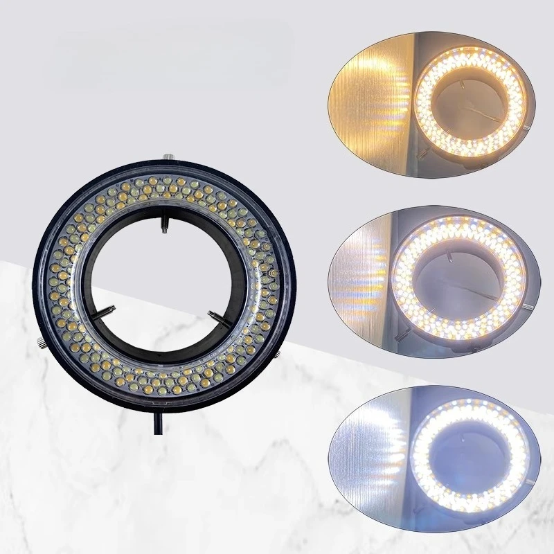 USB 5V Microscope Ring Light Source LED Illuminant Lamp Cool and Warm Three Color Spotlight Adjustable 144PCS Bead