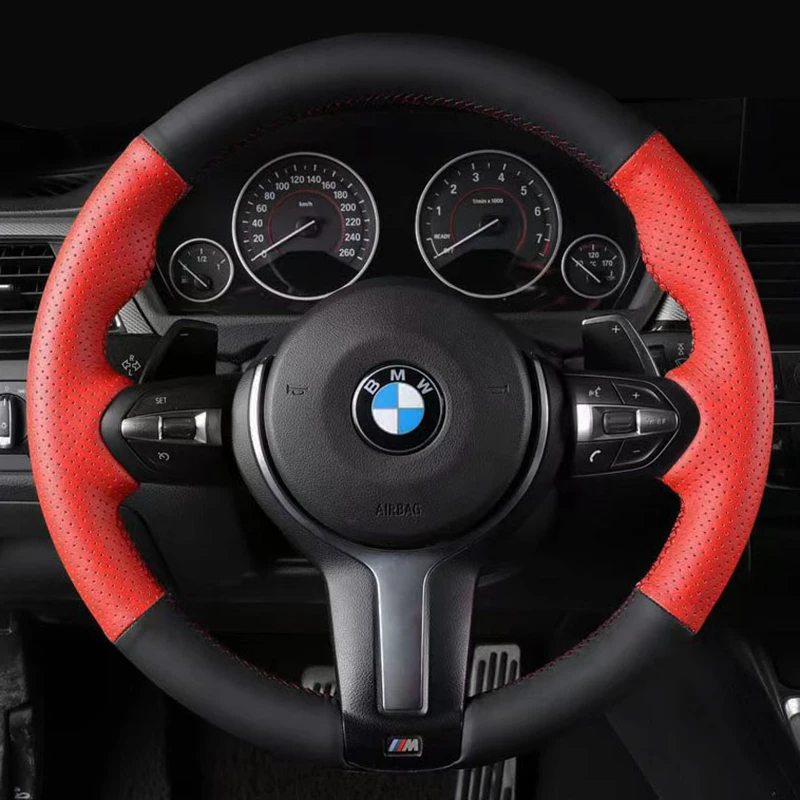 

Custom Car Steering Wheel Cover 100% Fit For BMW M Sport F30 F31 F34 X1 F07 X2 F10 F11 F25 F32 F33 F36 X3 F39 F48 Steering Wrap