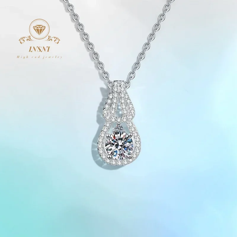 

Подвеска-колье из серебра S925 с муассанитом 1 карат, цвет D, в корейско-японском стиле, роскошная, минималистичная, для женщин, хит продаж, сертифицированная