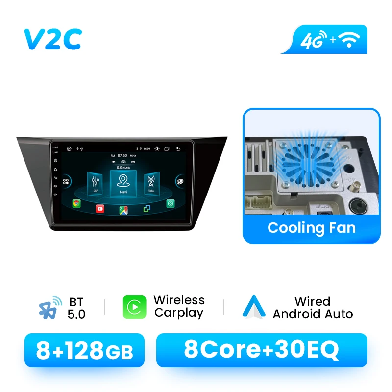 Android 14 Auto Multimedia Speler Voor VW Volkswagen Touran 2016-2018 Radio Draadloze Carplay GPS Navigatie DSP AI Voice RDS