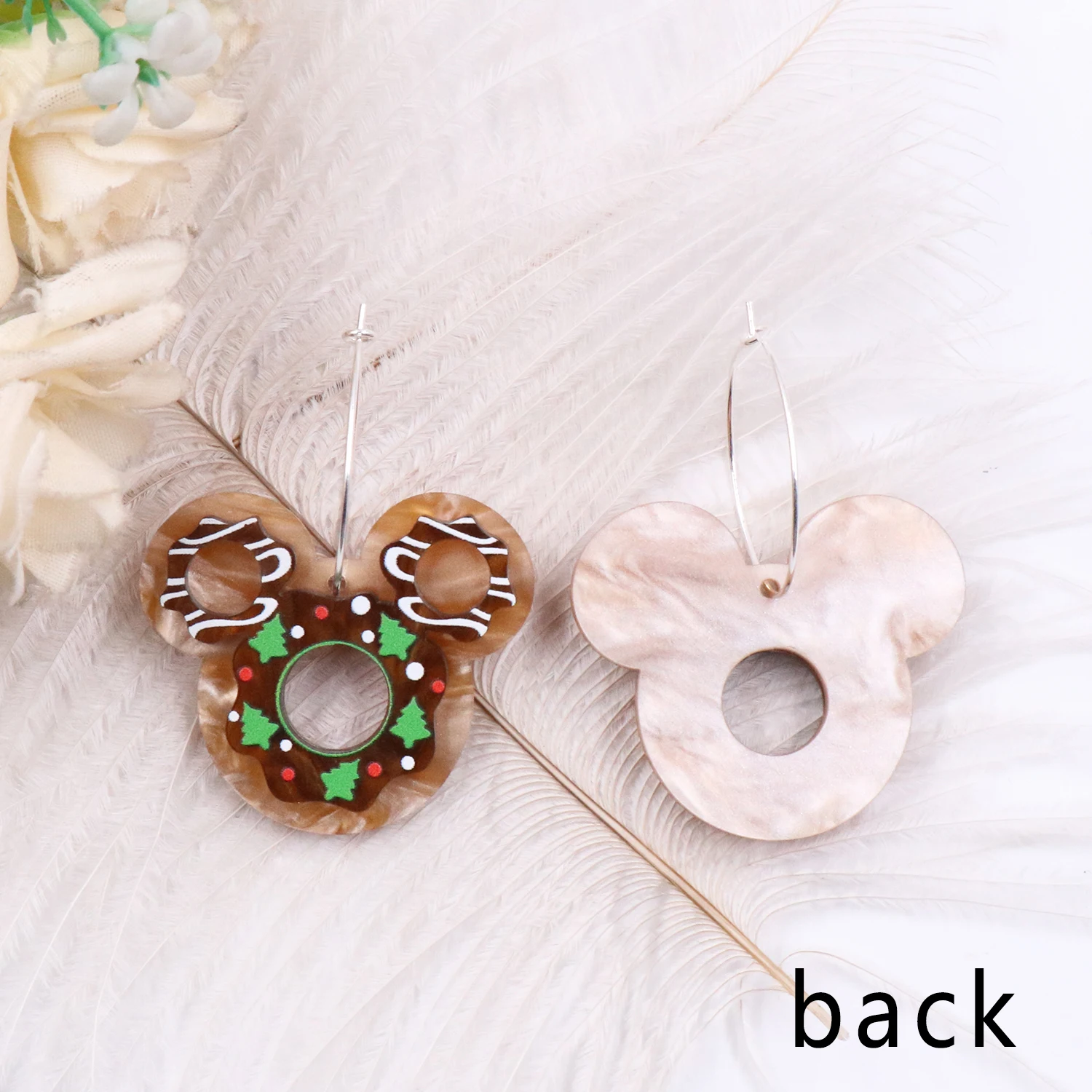 1pair New product CN hoop mouse head Cookies cute christmas Acrylic earrings Jewelry for women