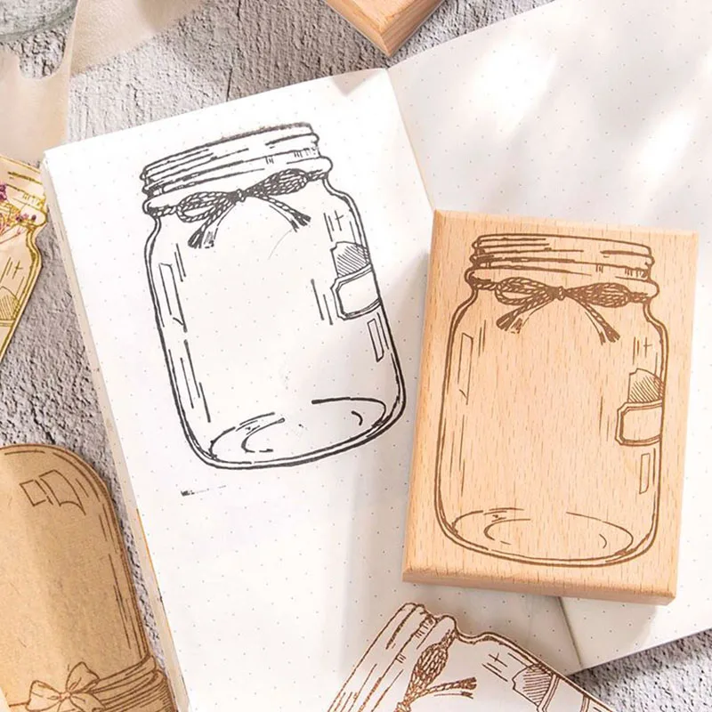 Wooden Stamp Vintage Drift Bottle Container Standard Stamp DIY Art Stamps For Card Making Journal Planner Scrapbooking Crafts