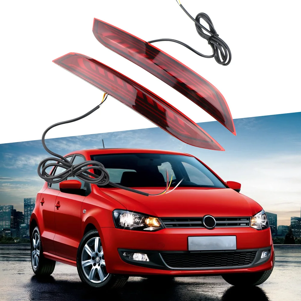 Car Flashing Multi-function Reflector Lamp Rear Fog Lamp Rear Bumper Light Brake Light for Volkswagen Vw Polo 2014-2018