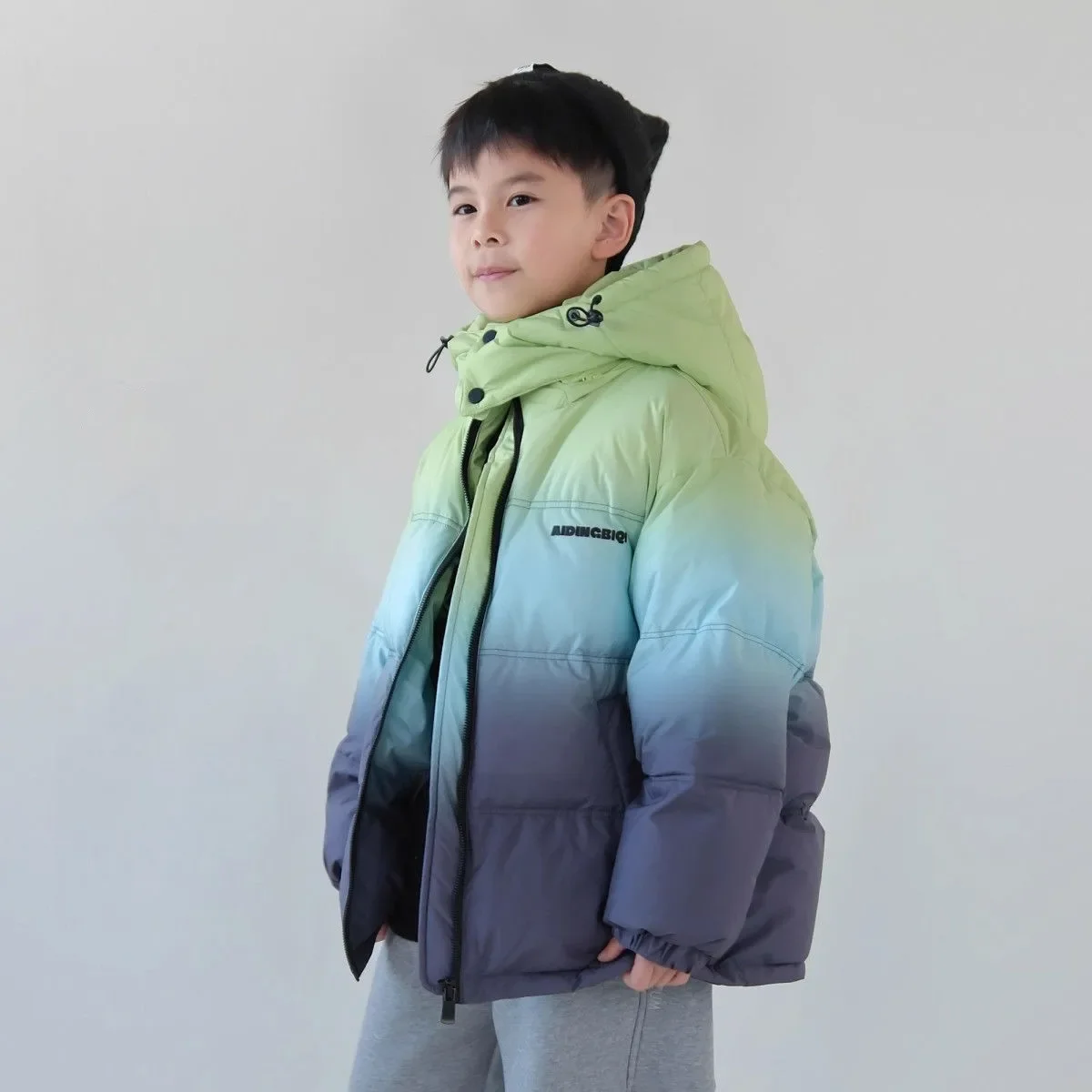 Winter Warm Boys Waterproof Contrast Hooded Zip Puff Jacket School Kid Thick Cotton Snow Coat Children Outfit Windbreaker 5-16Yr