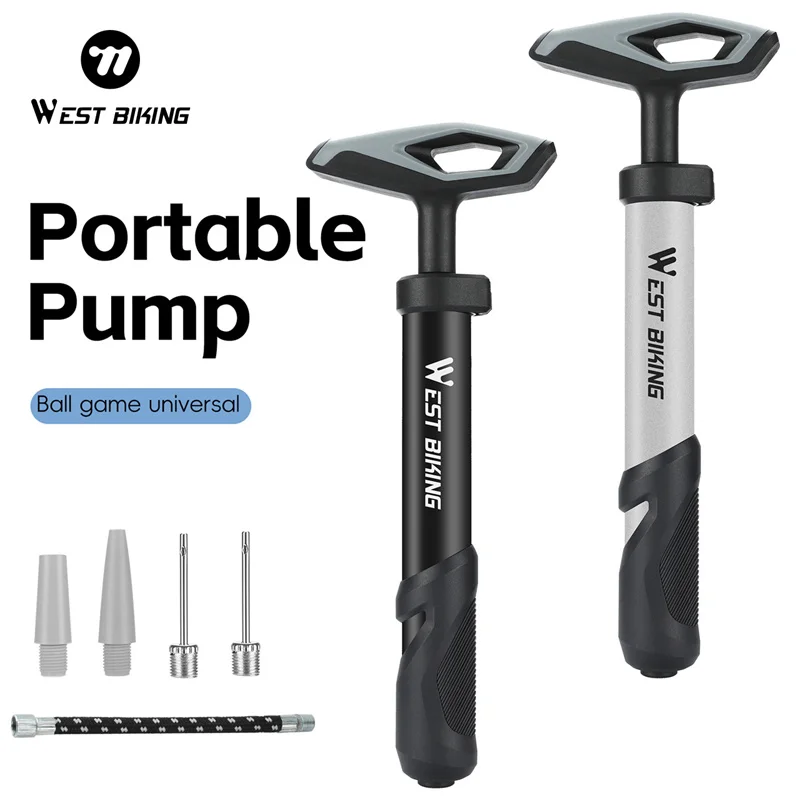 Bomba Portátil WEST BIKING, Presión Máxima de 40 PSI, para Inflar Balones de Baloncesto, Fútbol, Anillos de Natación, con Aguja y Mango Ergonómico