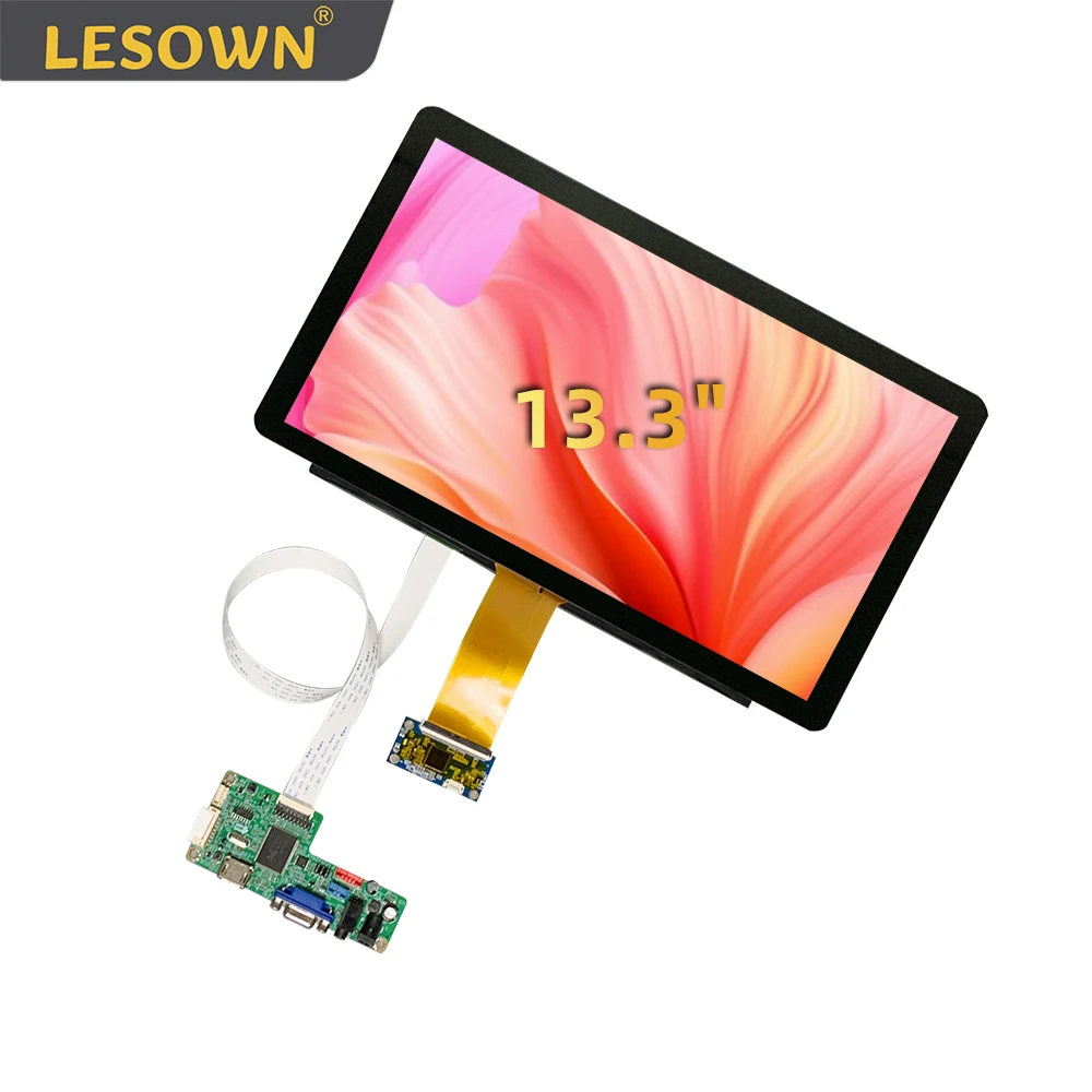 lesown modulo de exibicao de toque capacitivo widescreen de 133 polegadas 1920x1080 ips hdmi vga tela lcd para raspberry pi jogo ps3 xbox ps4 01