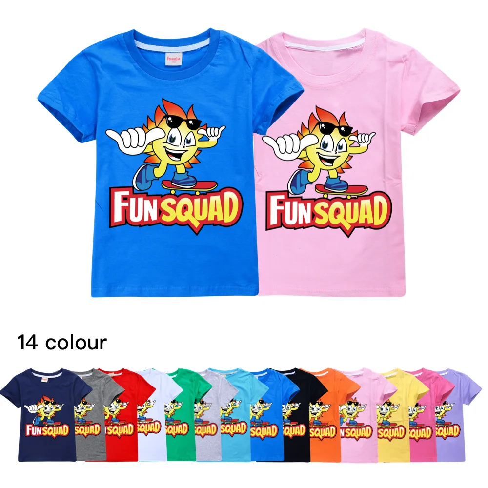 2025 New Boys Summer Clothes Kids Cosplay Fun Squad Gaming T-shirt Pullover 100% Cotton Fashion Children Boys Girls Tees Tops