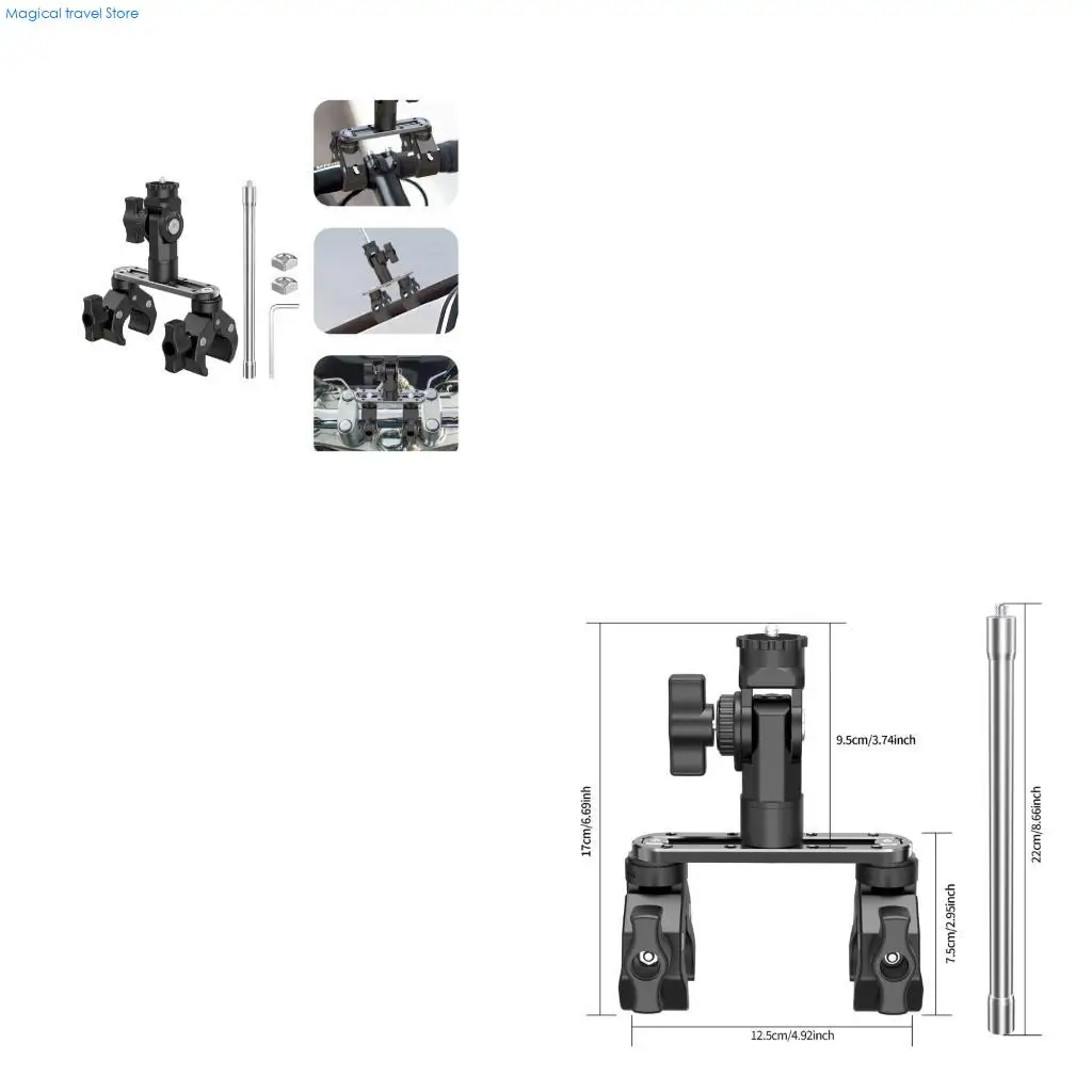 N2UB Alloy Vehicle Mount For Action Cameras 360 Degree Rotatable Shockproof Design Off Road Adventure Secure Attachment