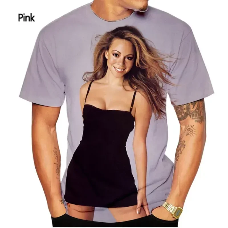 Fashion Men Clothing New Pop Singer Mariah Carey 3D Print T-shirt Hip Hop Harajuku Street Unisex Oversized T Shirt Tops