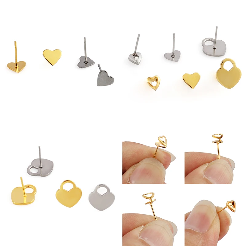 20pcs Stainless Steel Earrings Geometric Polygonal Earring Stud Earring Posts Connector For DIY Earring Jewelry Making Supplies