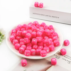 Sunrony 10~100Pcs Silicone Letters Beads 12MM Square Alphabet Bead For Jewelry Making DIY Name Bracelet Handmade Accessories