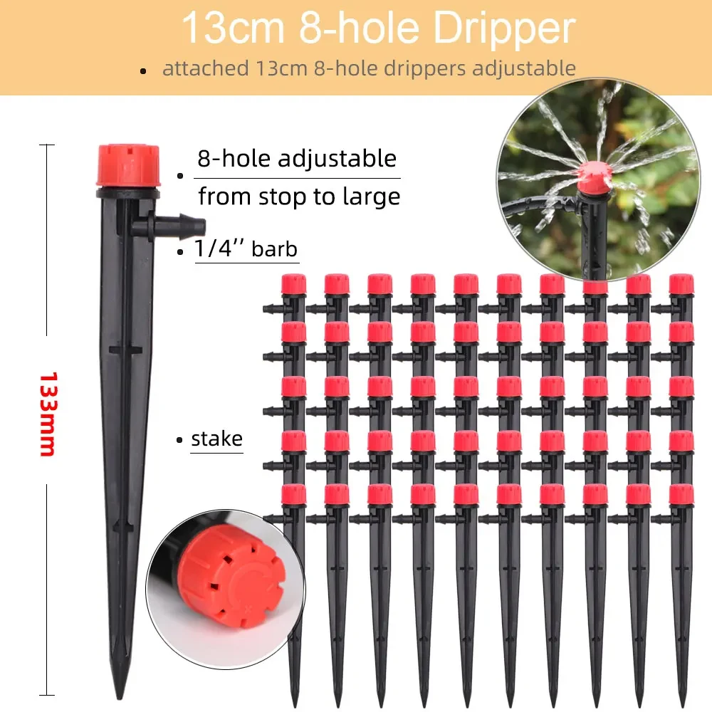 조절식 물방울 분사기, 360 도 물 흐름 스프링클러, 관개 정원 급수 드리퍼 시스템, 4mm, 7mm 호스, 30 개