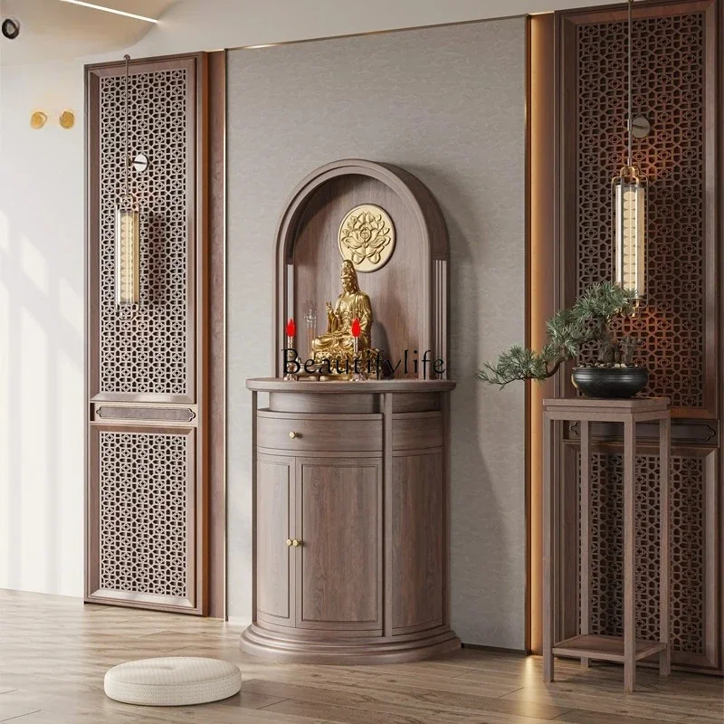 

1new Chinese black walnut solid wood shrine cabinet