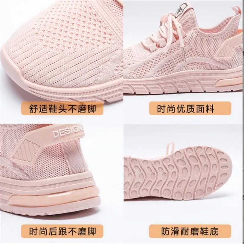 Women Breathable Sneakers 2022 Spring New Color Matching Mesh Lace Up Ladies Casual Shoes Outdoor Flat Sport Vulcanized Shoes