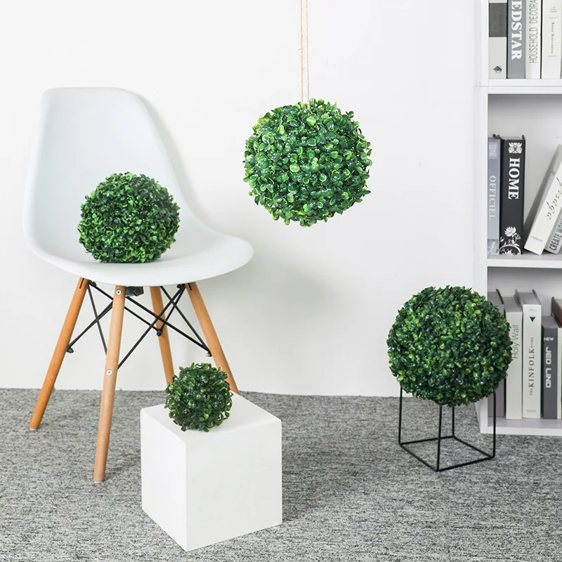 10-48cm Artificial Green Plant Grass Ball Simulated Boxwood Decorative Ball Balcony Courtyard Garden Wedding Home Decoration