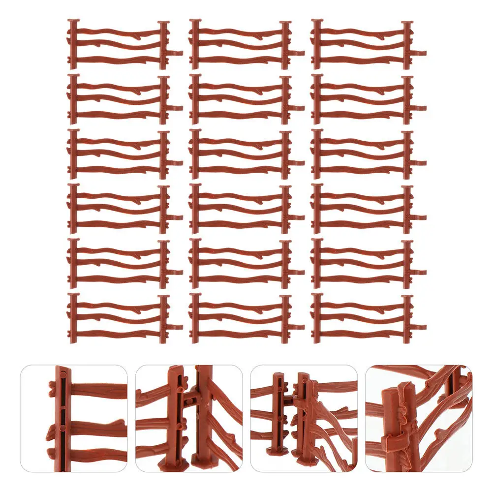 

200Pcs Simulated Fence Mini Garden Decoration Sand Table DIY Scene Layout Creative Plastic Farm Yard Micro Landscape Ornament