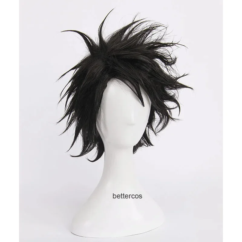 Парик для косплея Death Note L.Lawliet, короткий черный лохматый многослойный термостойкий парик из синтетических волос + шапочка для парика