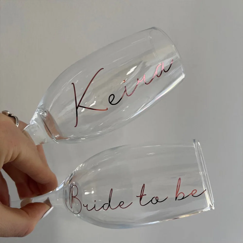 Gepersonaliseerde vinyl sticker naam voor glas bruidsmeisje voorstel geschenken bruiloft decoratie sticker fles champagne fluit stickers