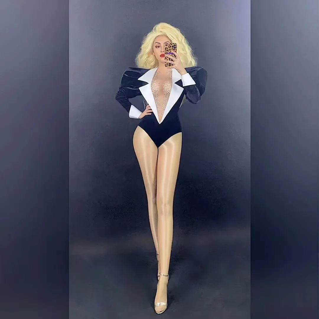 Body de terciopelo negro de 2 piezas para mujer + conjunto de vestido con falda de cola larga, traje de baile para celebración de cumpleaños, vestido de noche de cantante femenina