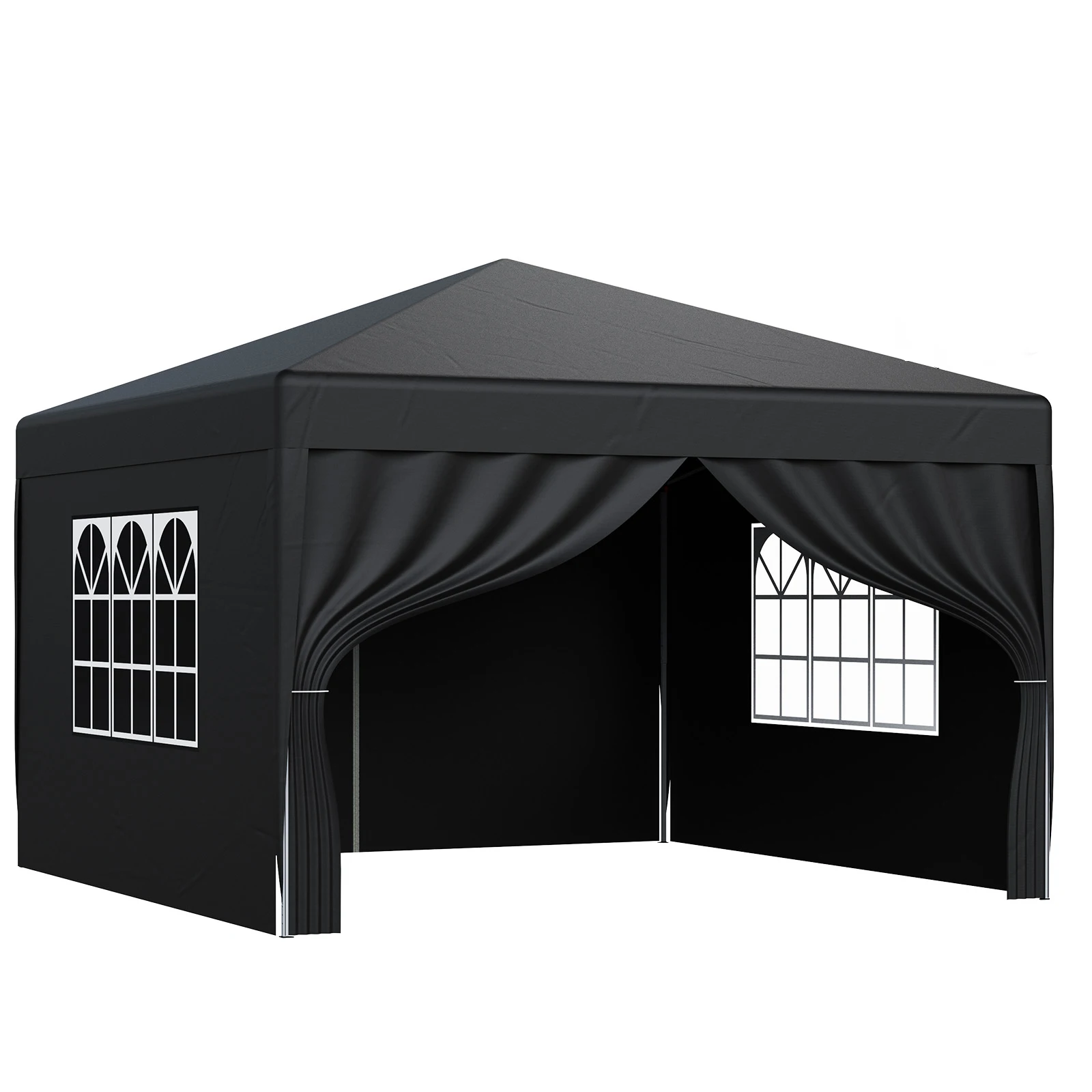 LOEFME 3x3M Pop-up Gazebo Draagbare Buitengazebo Waterdicht Winddicht Zonnescherm Luifel 4-zijdige Doek Kampeertent voor Tuin - afbeelding 2