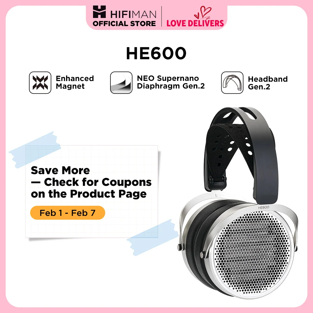 

Накладные наушники HIFIMAN HE600 с открытой спиной и улучшенным магнитом