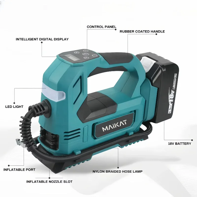 Für Makita Akku-Reifenfüller Luftkompressor Tragbare LED-Licht-Handluftpumpe mit digitalem Manometer ﻿ 18-V-Batterie
