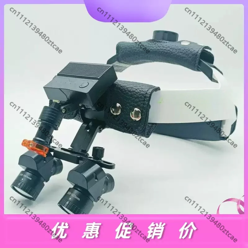 5X Head‑Worn Angular Prismatic Surgical Loupes, Anti‑Fog 5W Focus Headlight, Adjustable Pupil Distance for Dental, ENT Clinical