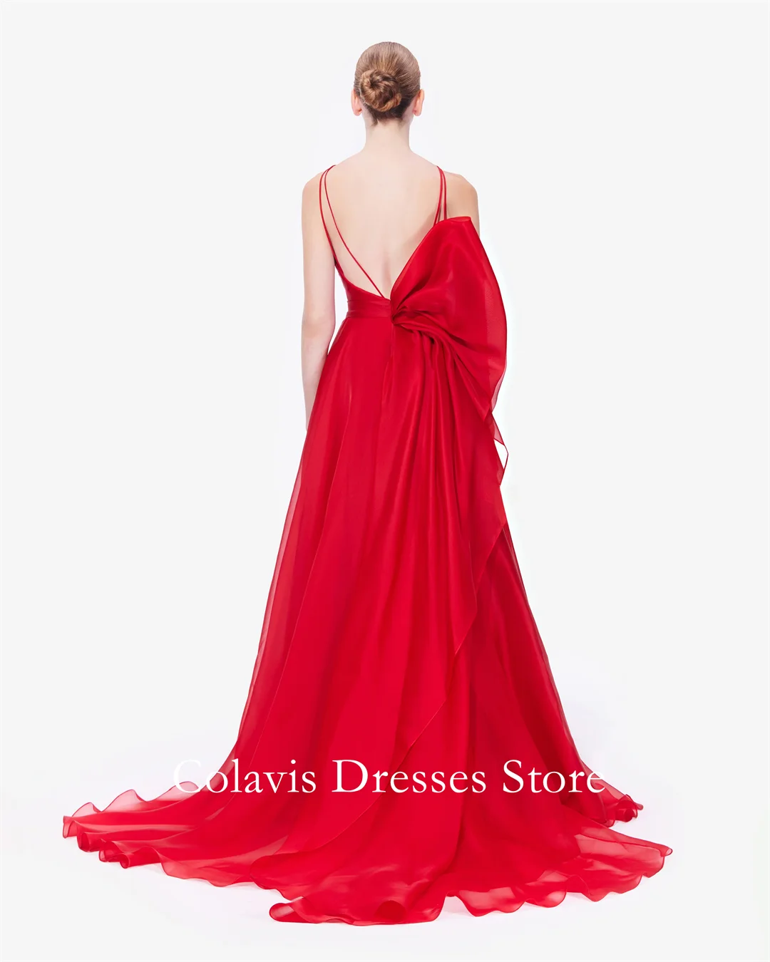 Colavis Fashion Customized 2024 New Women's Maxi Draped Halter Double Bell Shaped Dress Prom Dress Red Celebrity Party Dress