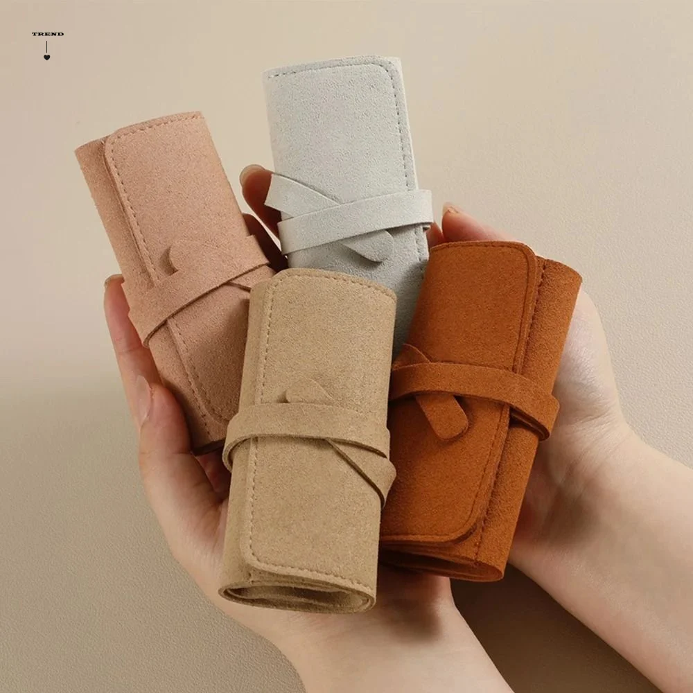 

Folding Design Jewelry Organizer Roll Up Style Handbag Organizer Jewelry Carrying Roll Velvet Material Multi-compartment Storage