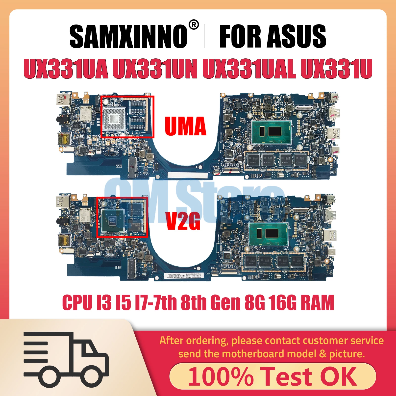 

UX331UA Laptop Motherboard For ASUS UX331 UX331U UX331UN UX331UAL Notebook Mainboard CPU I3 I5 I7 7th 8th Gen 8G 16G RAM