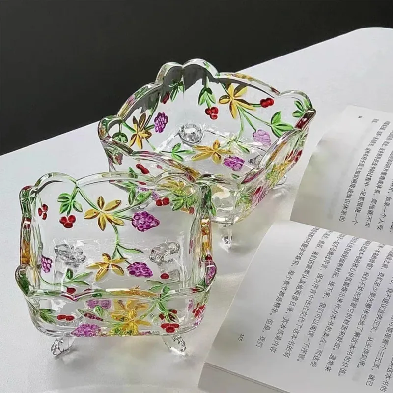 

Zml glass fruit bowl, fruit basket, square dish, glass bowl, snack dish, sugar bowl, dried fruit bowl